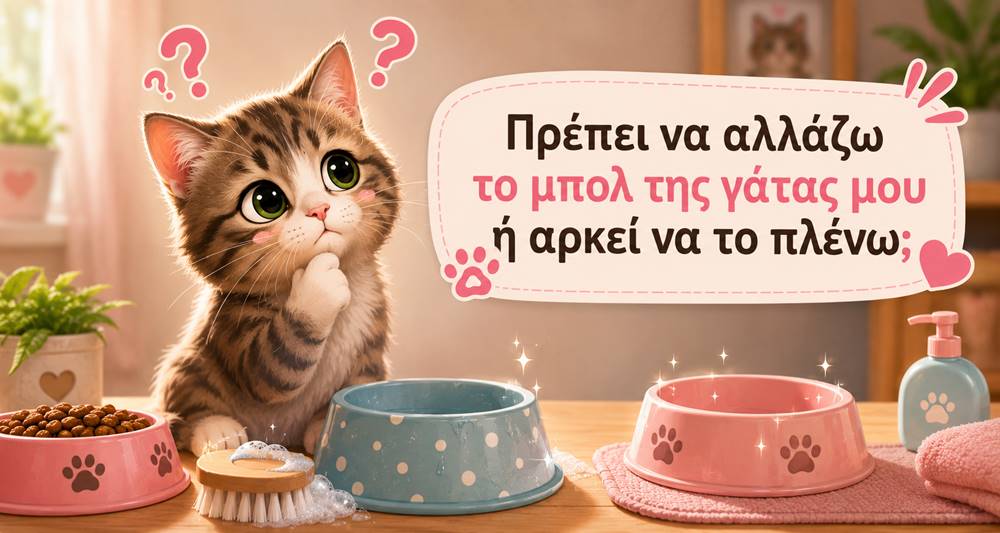 Πρέπει να αλλάζω το μπολ της γάτας μου ή αρκεί να το&nbsp;πλένω;
