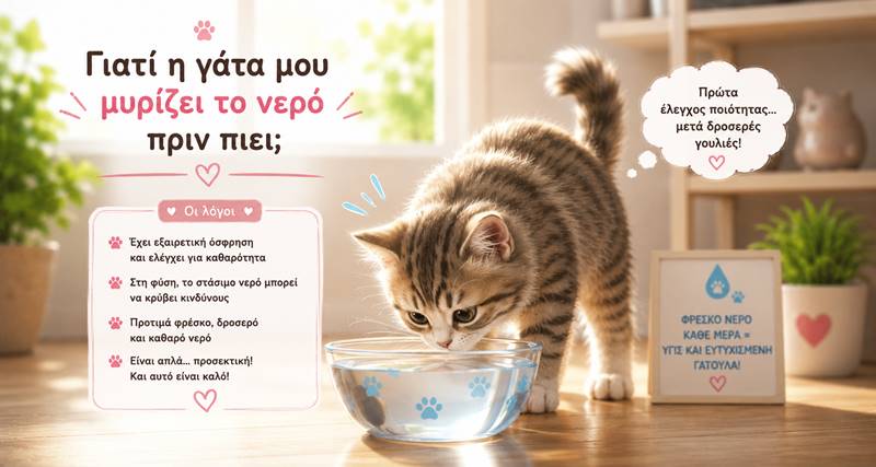Γιατί η γάτα μου μυρίζει το νερό πριν&nbsp;πιει;