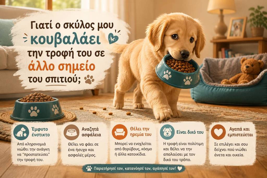Γιατί ο σκύλος μου παίρνει την τροφή του από το μπολ και τη μεταφέρει&nbsp;αλλού;