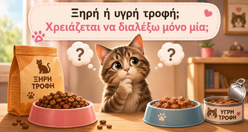 Ξηρή ή υγρή τροφή για γάτες; Τι πρέπει να&nbsp;γνωρίζεις