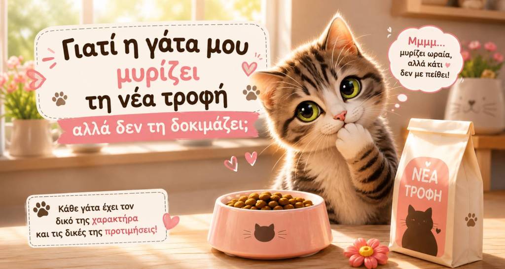 Γιατί η γάτα μου μυρίζει τη νέα τροφή αλλά δεν την&nbsp;τρώει;