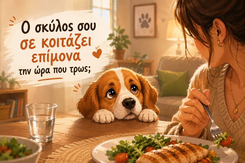 Γιατί ο σκύλος μου με κοιτάζει όταν&nbsp;τρώω;