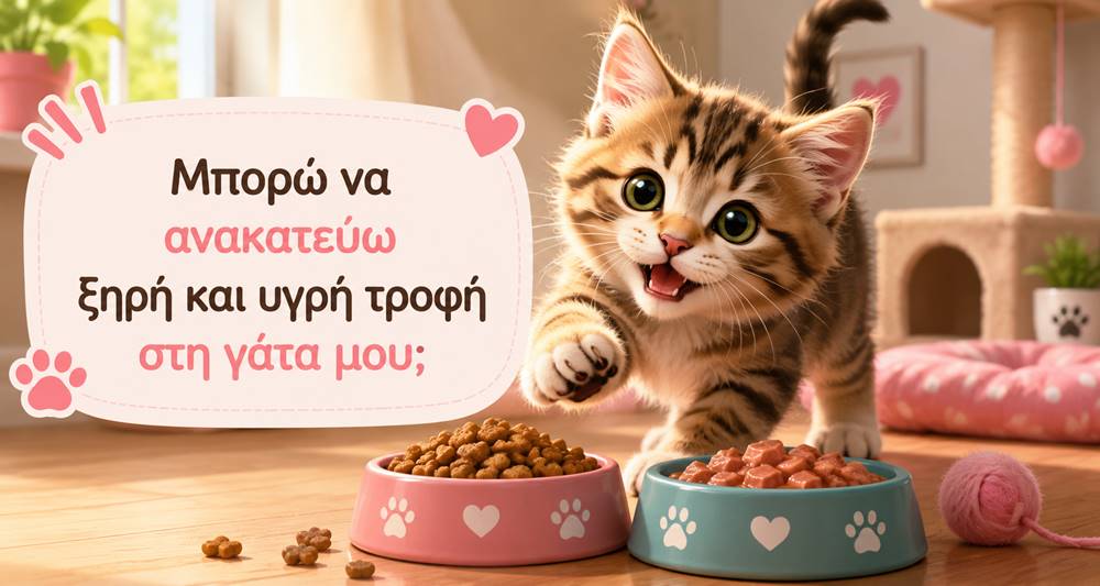 Μπορώ να συνδυάζω ξηρή και υγρή τροφή στη γάτα&nbsp;μου;