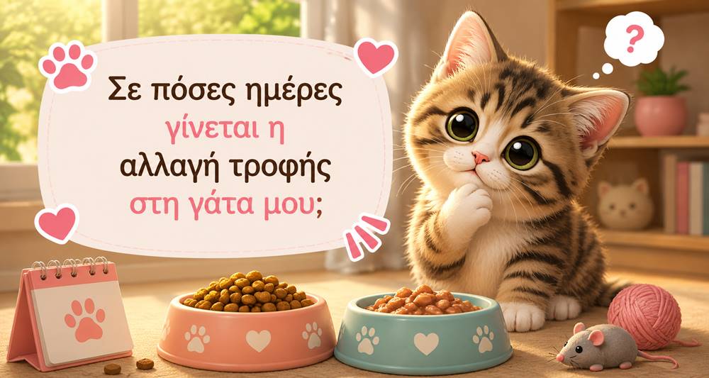 Σε πόσες ημέρες γίνεται η αλλαγή τροφής στη γάτα&nbsp;μου;