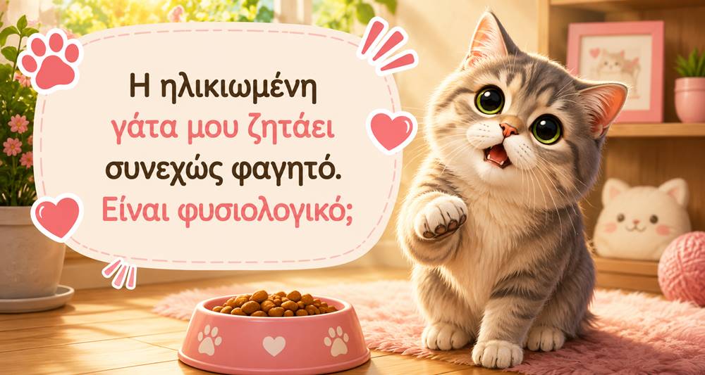 Η ηλικιωμένη γάτα μου ζητάει συνεχώς φαγητό. Είναι&nbsp;φυσιολογικό;