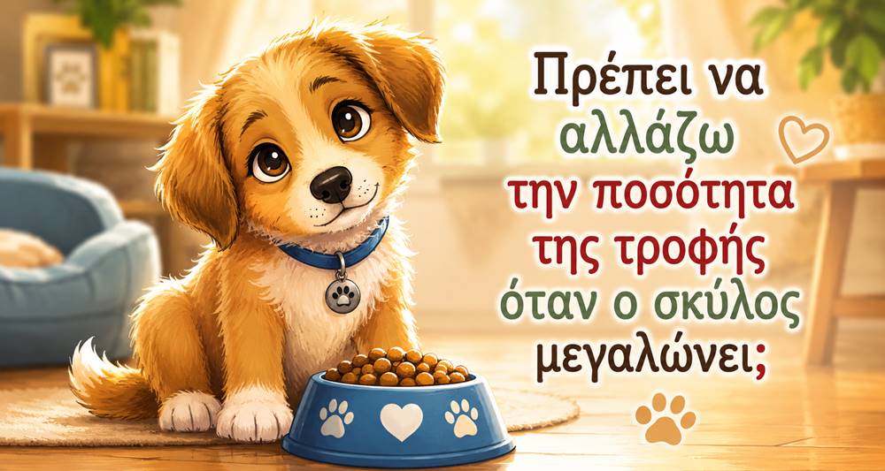 Πρέπει να αλλάζω την ποσότητα της τροφής όταν ο σκύλος&nbsp;μεγαλώνει;