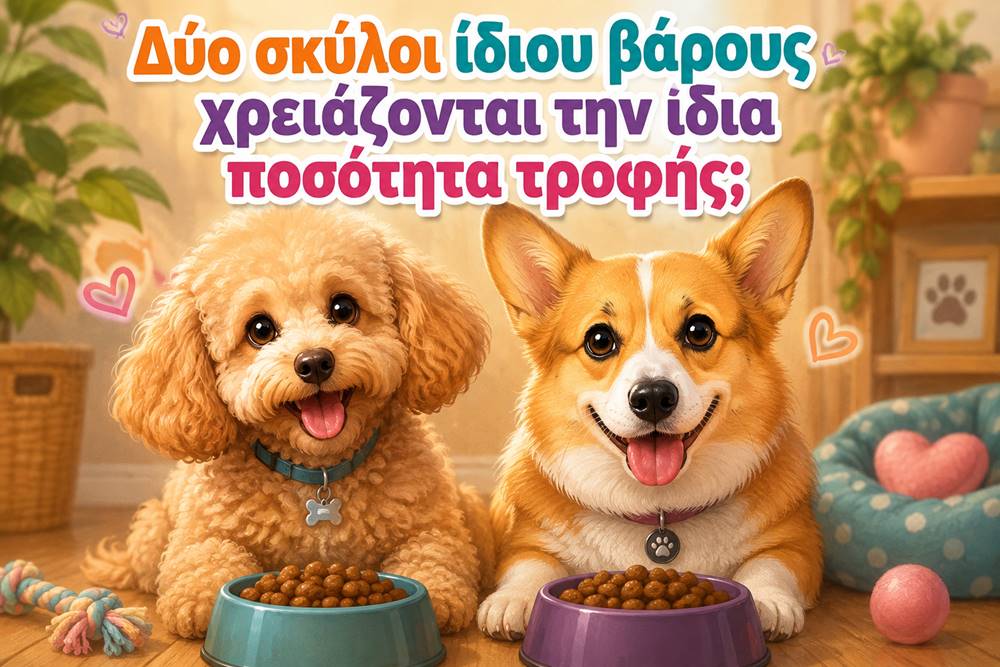 Δύο σκύλοι ίδιου βάρους χρειάζονται την ίδια ποσότητα&nbsp;τροφής;