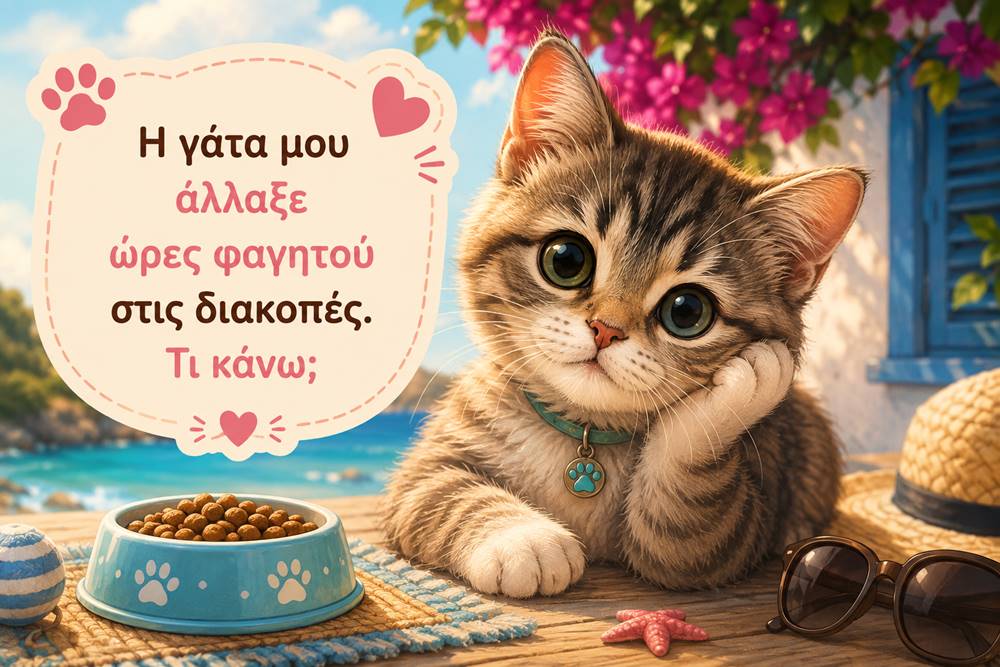 Η γάτα μου άλλαξε ώρες φαγητού στις διακοπές – Τι κάνω;