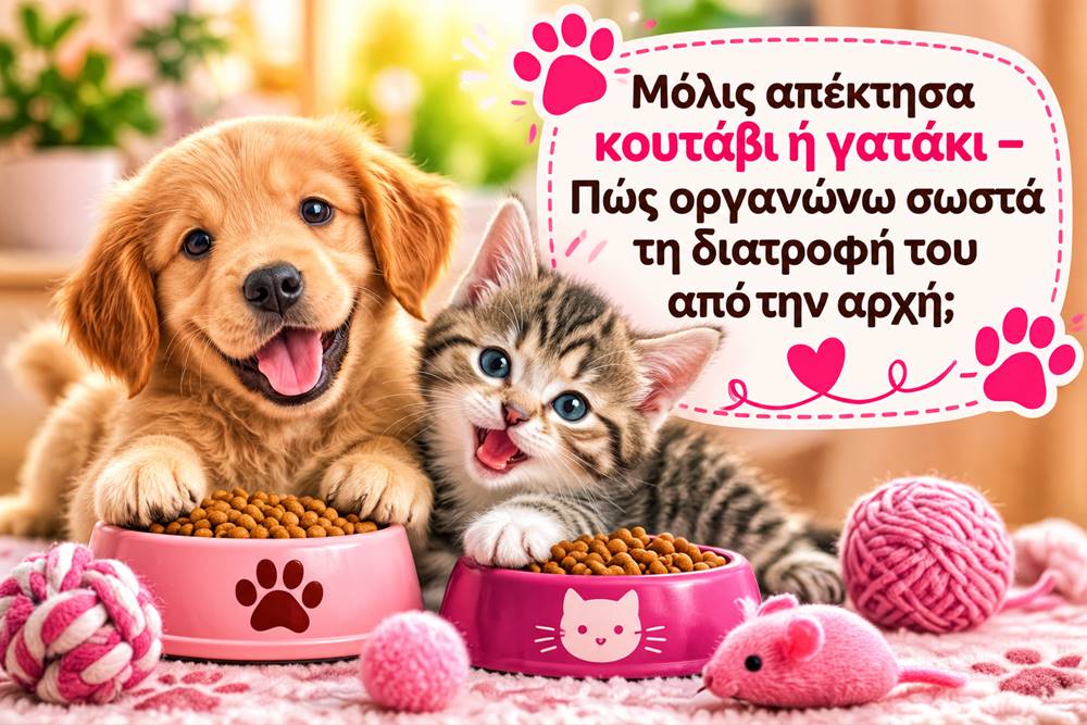 Κουτάβι ή γατάκι: Πώς οργανώνω σωστά τη διατροφή του από την αρχή;