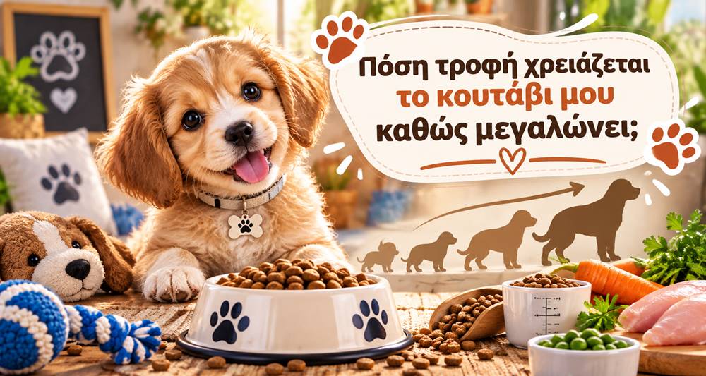 Πόση τροφή χρειάζεται το κουτάβι μου καθώς μεγαλώνει;